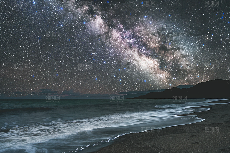 灿烂星空梦幻夜晚素材