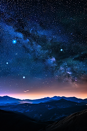 灿烂星空太阳系银河素材