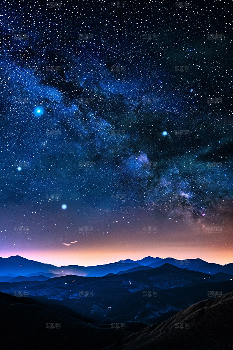 灿烂星空太阳系银河素材