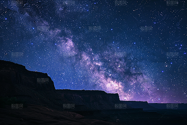 灿烂星空太阳系夜景素材