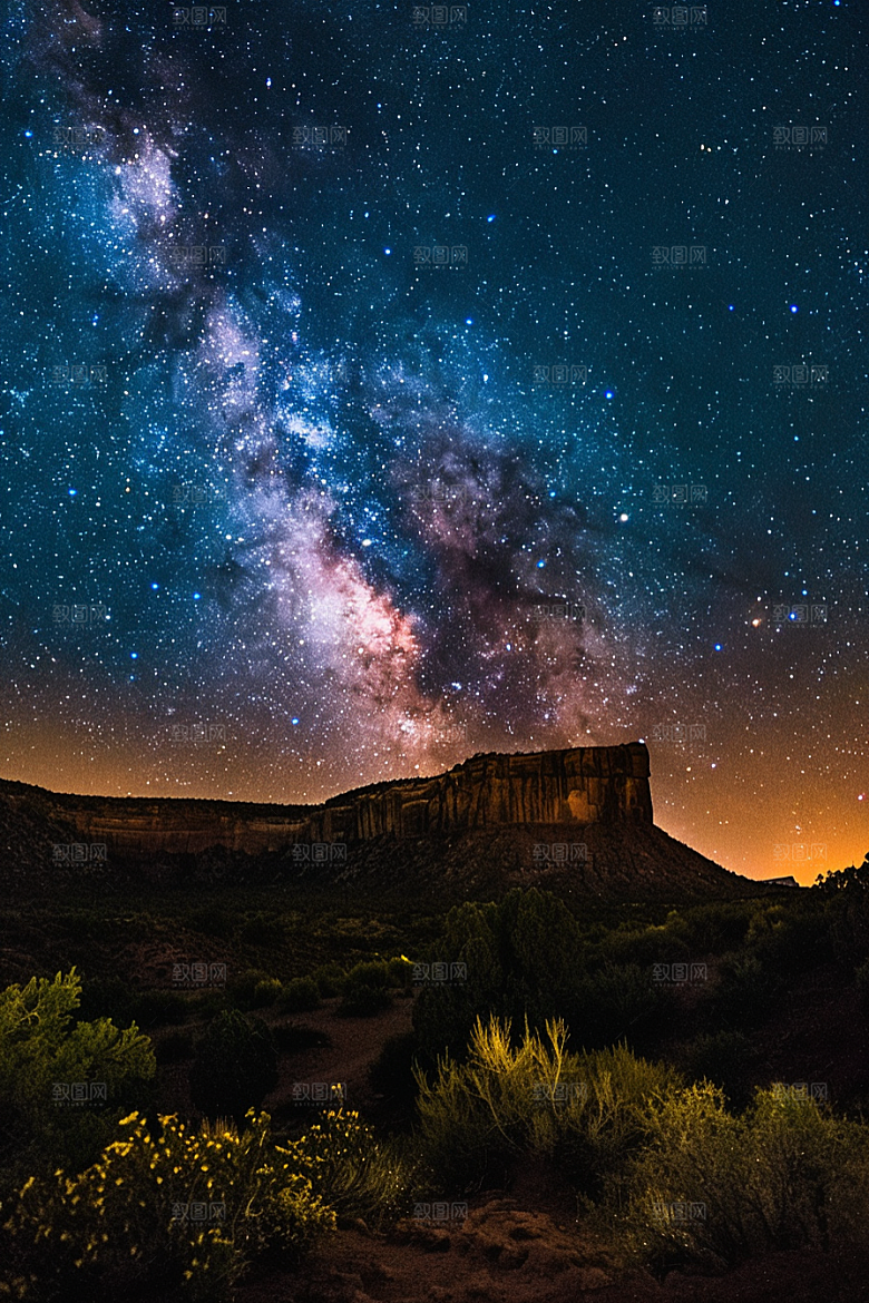 灿烂星空夜景宇宙素材