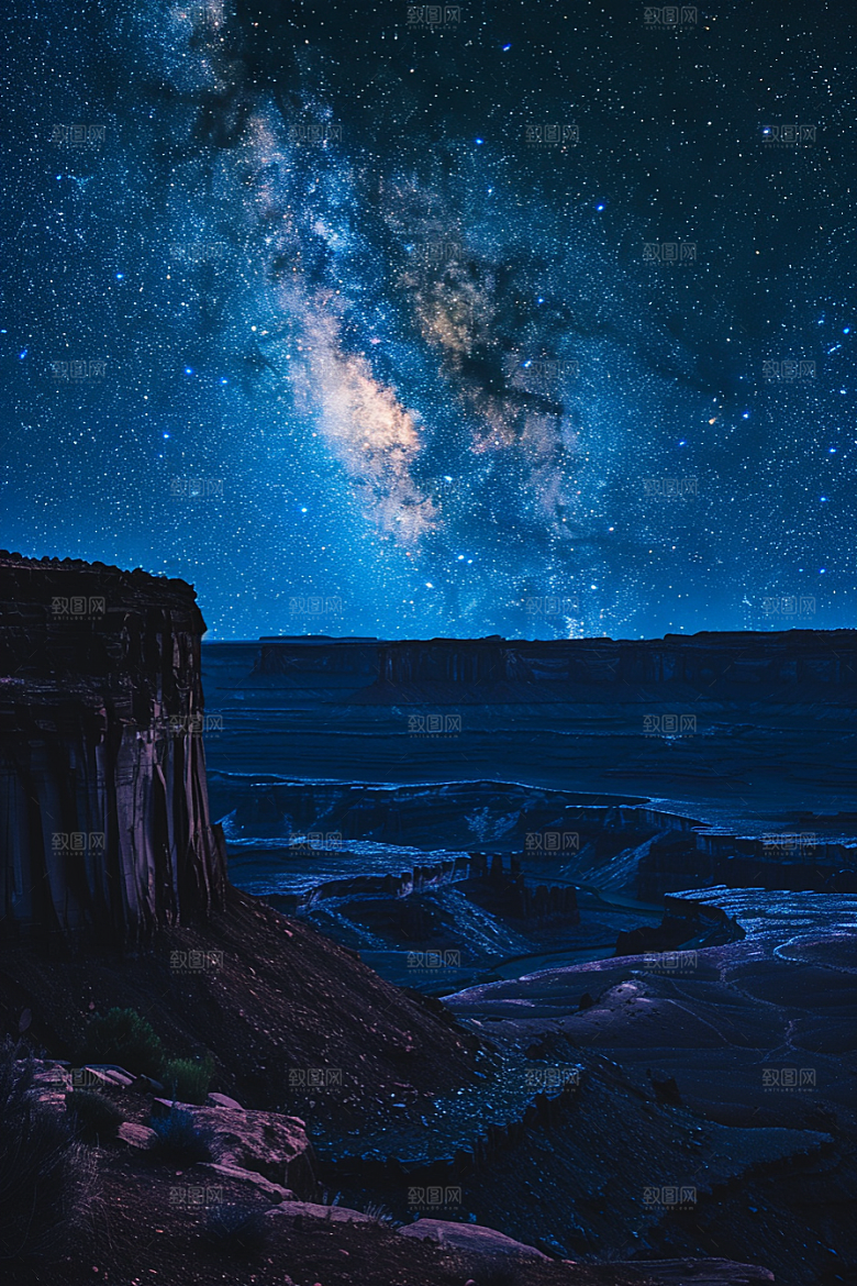 灿烂星空夜景太阳系素材