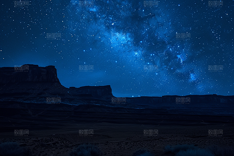 灿烂星空夜景唯美素材
