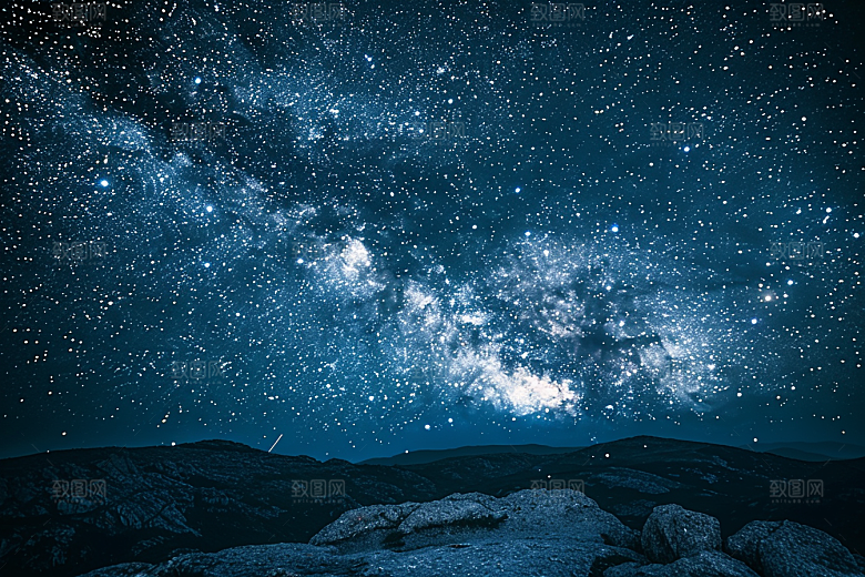 灿烂星空夜晚银河素材