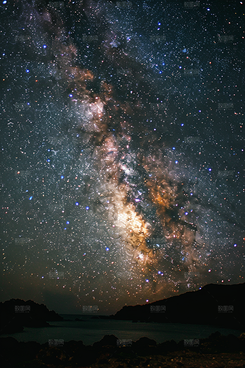灿烂星空高清夜景素材