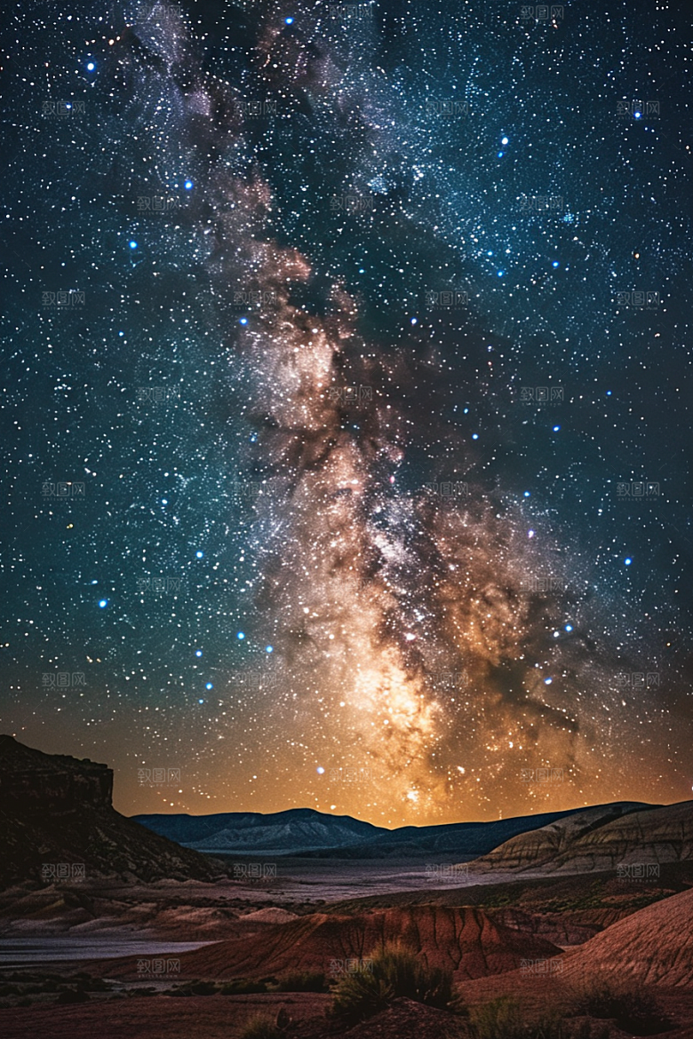 灿烂星空夜晚梦幻素材