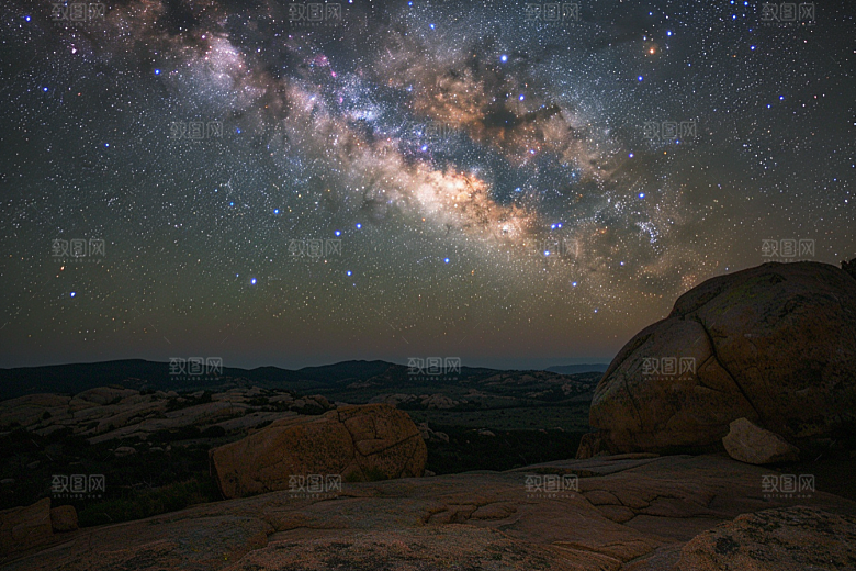 灿烂星空夜晚高清素材