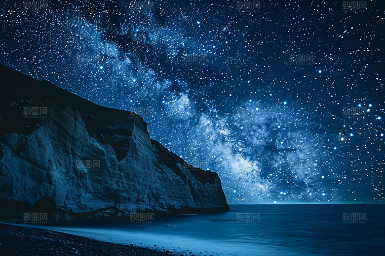 灿烂星空夜晚银河素材