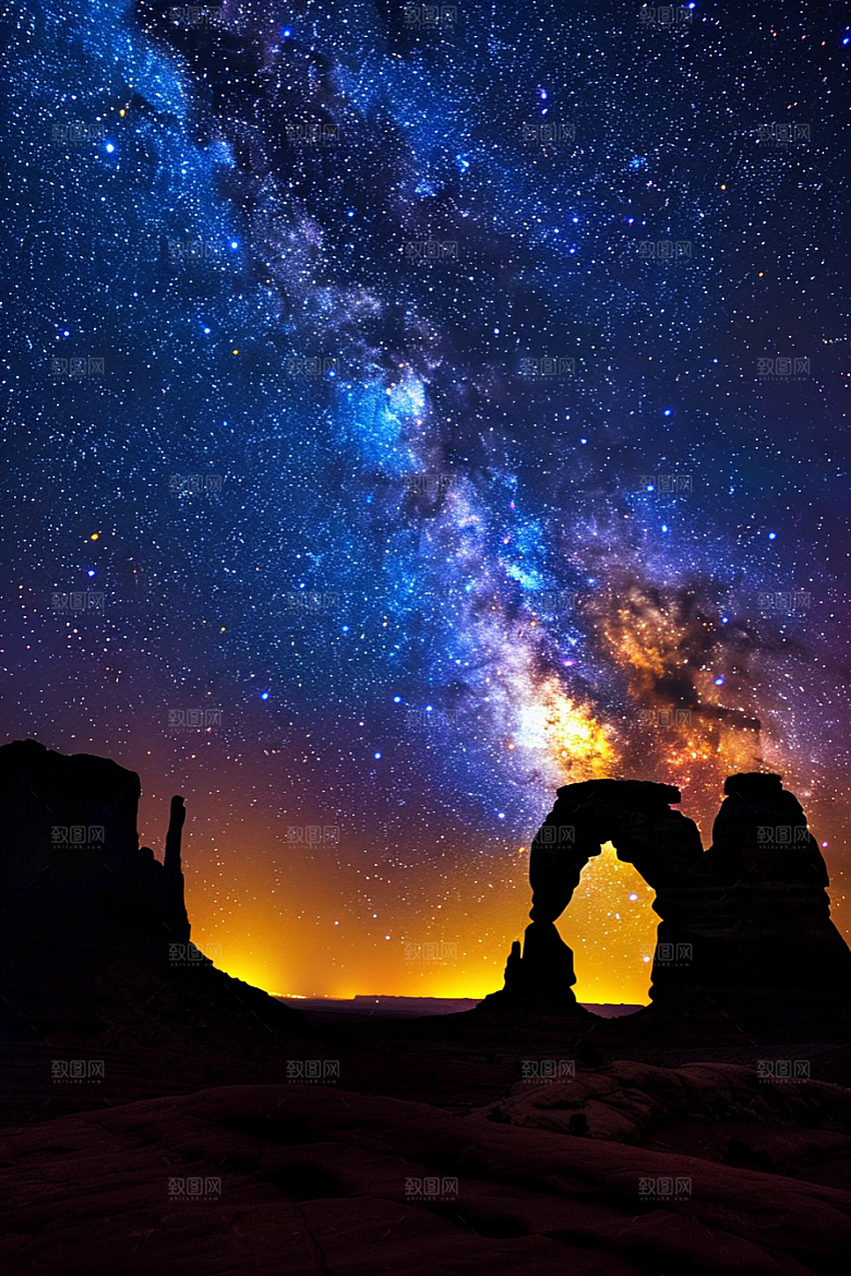 灿烂星空夜晚唯美素材