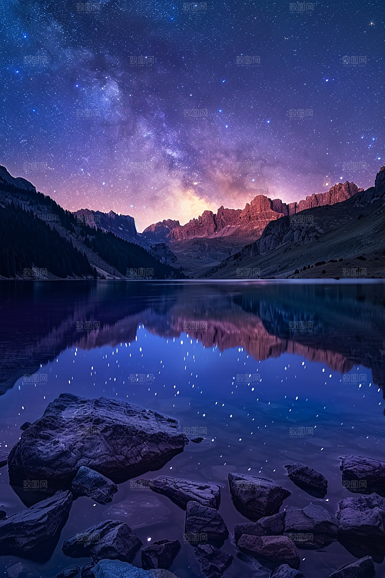 灿烂星空夜晚天空素材