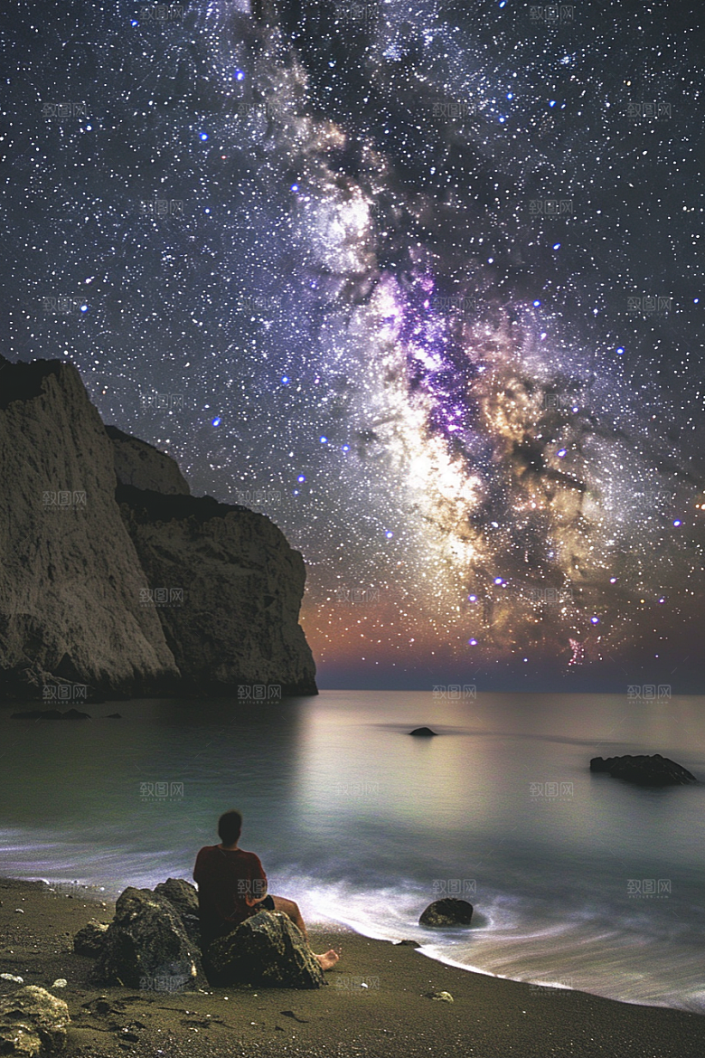 灿烂星空夜景天空素材