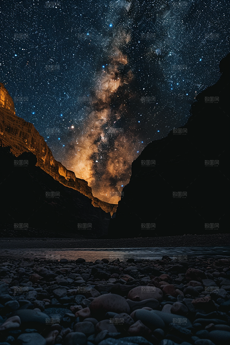 灿烂星空夜景梦幻素材