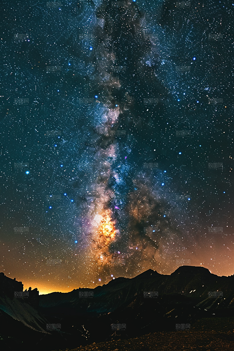 灿烂星空夜景夜晚素材