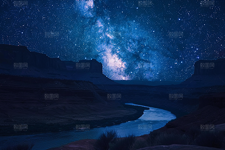 灿烂星空夜景太阳系素材