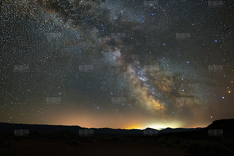 灿烂星空夜景唯美素材