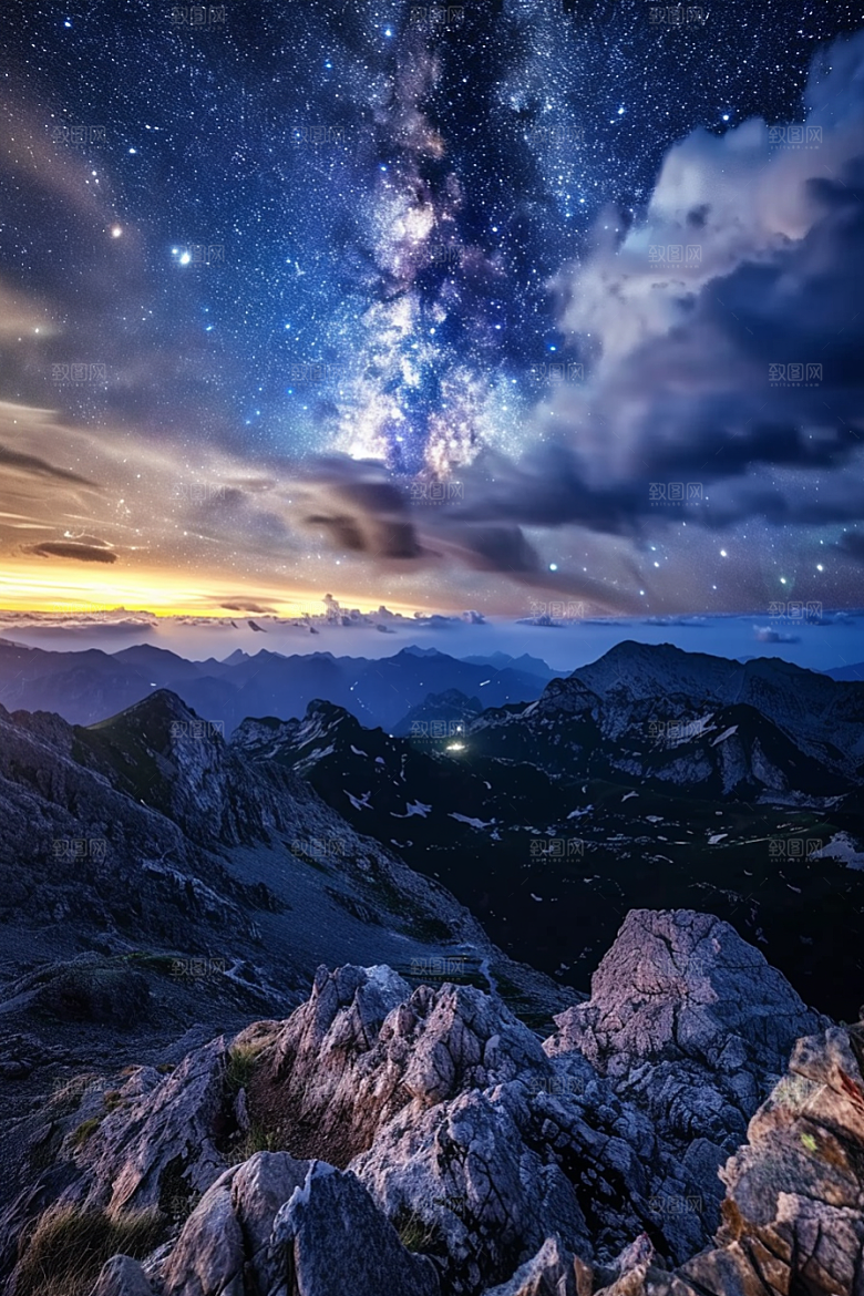 灿烂星空夜晚太阳系素材