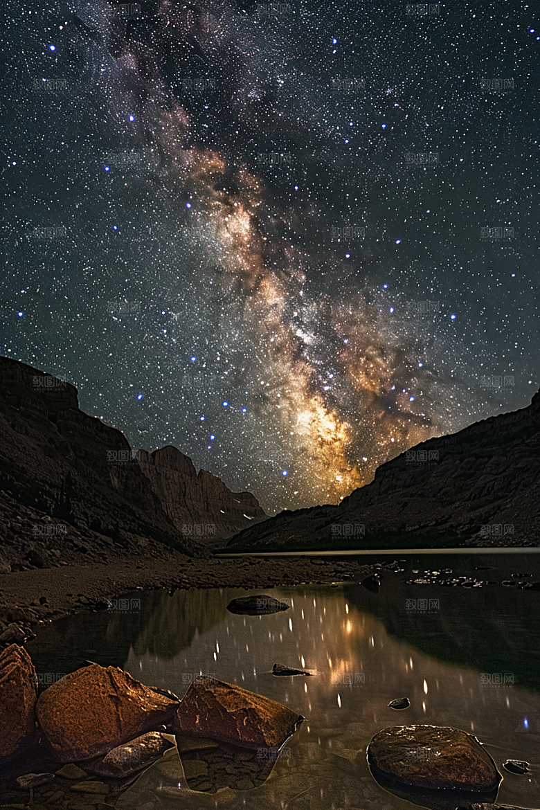 灿烂星空夜晚浪漫素材