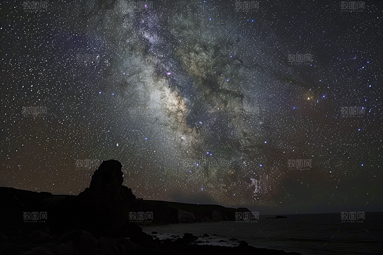 灿烂星空夜晚唯美素材