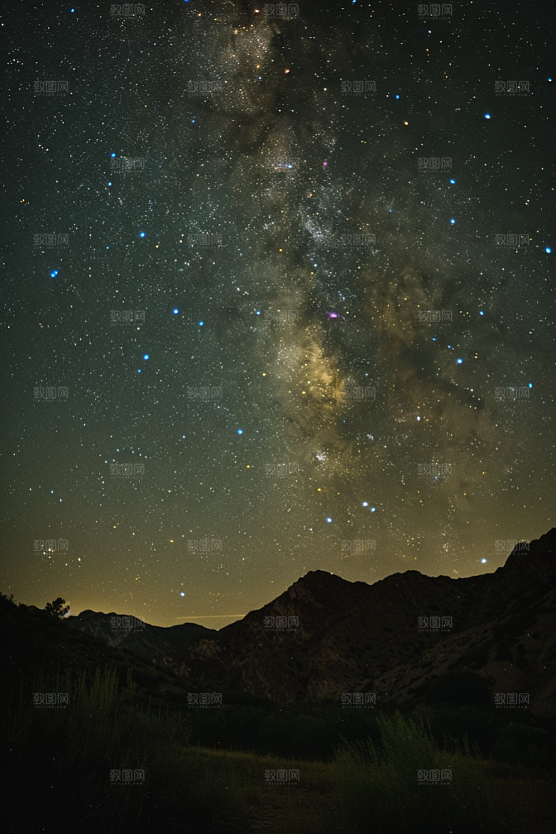 灿烂星空唯美夜晚素材