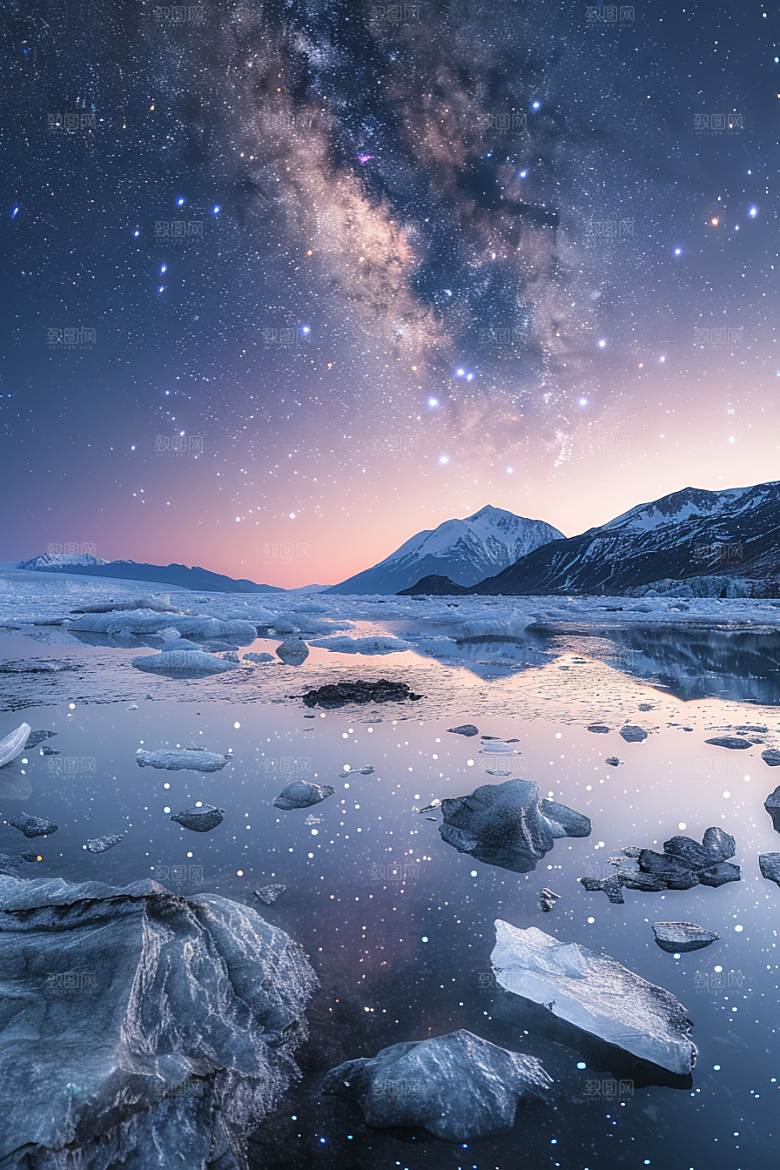灿烂星空夜晚夜景素材