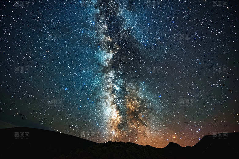 灿烂星空夜景银河素材