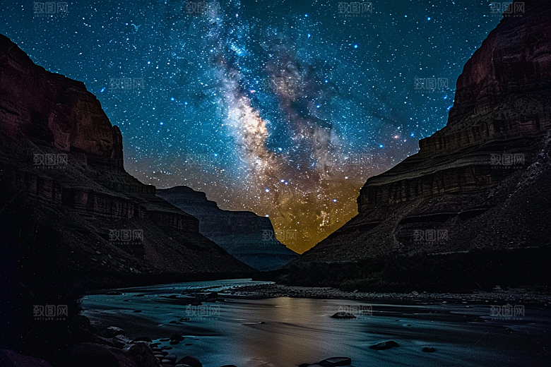 灿烂星空夜景银河素材