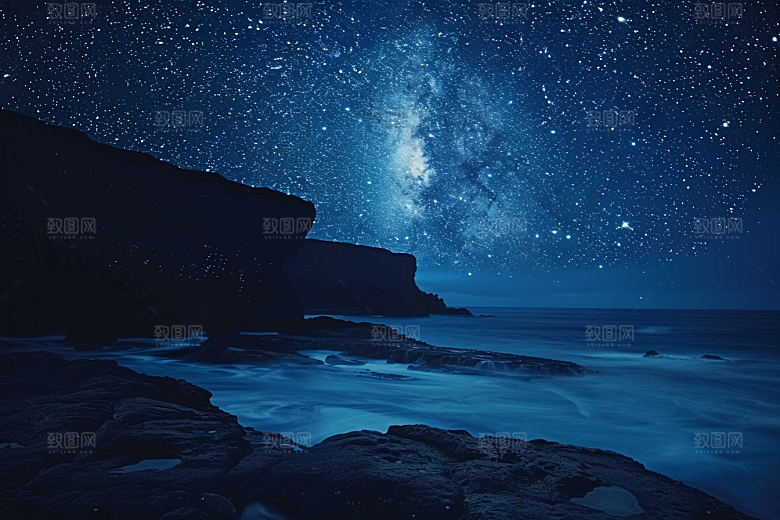 灿烂星空夜景宇宙素材