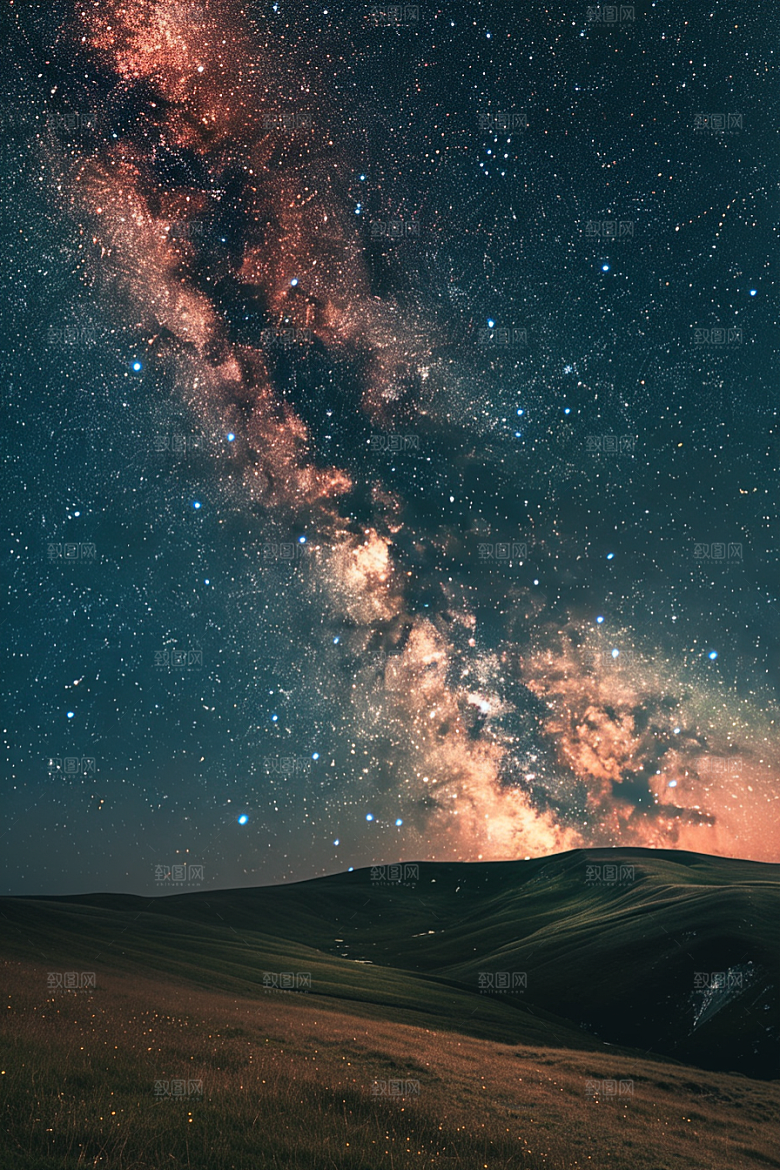 灿烂星空夜景唯美素材