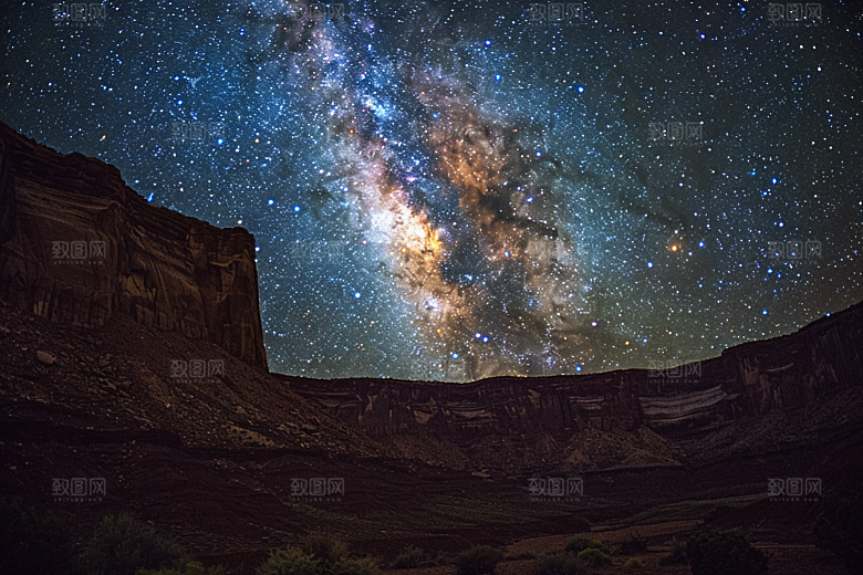 灿烂星空太阳系银河素材