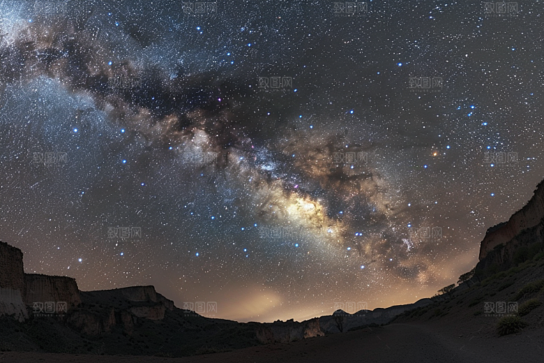 灿烂星空夜景银河素材