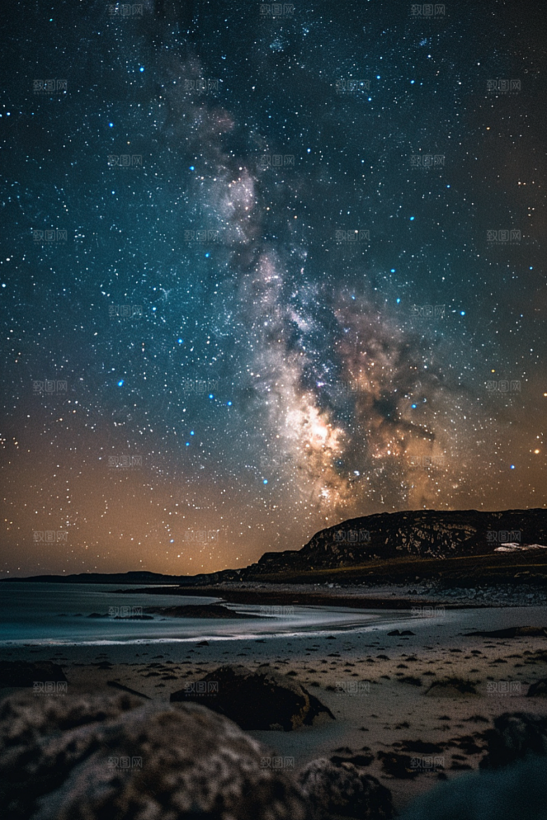灿烂星空梦幻夜晚素材