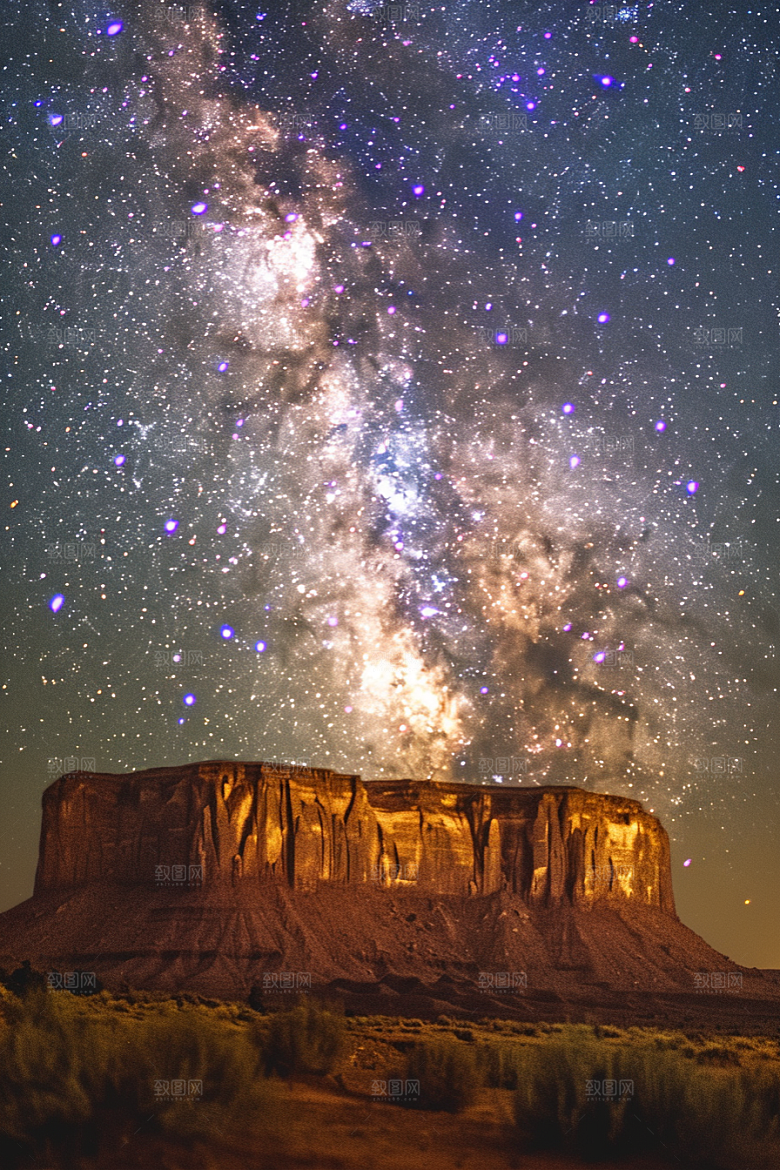灿烂星空银河夜晚素材