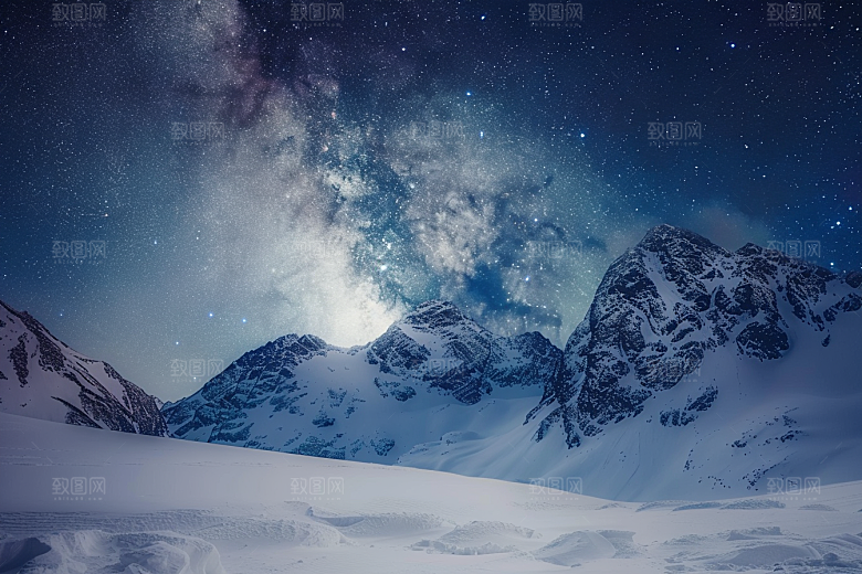 灿烂星空夜晚夜景素材