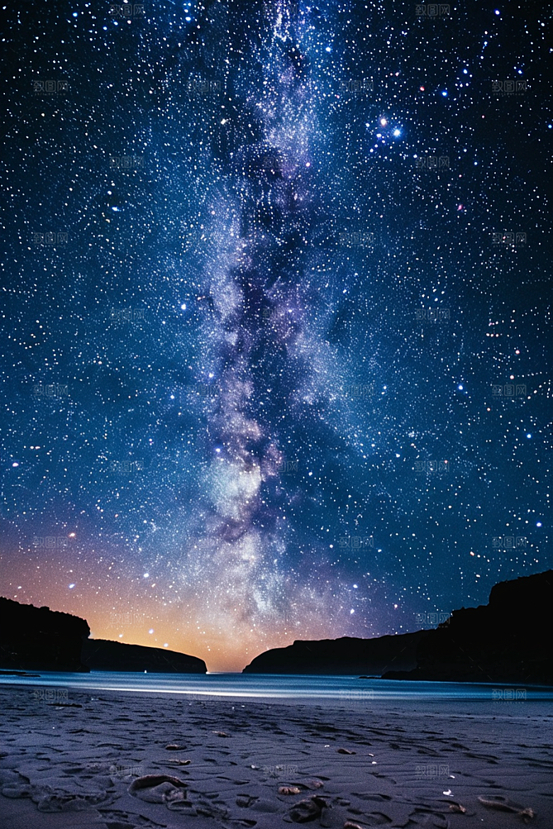 灿烂星空夜景夜晚素材