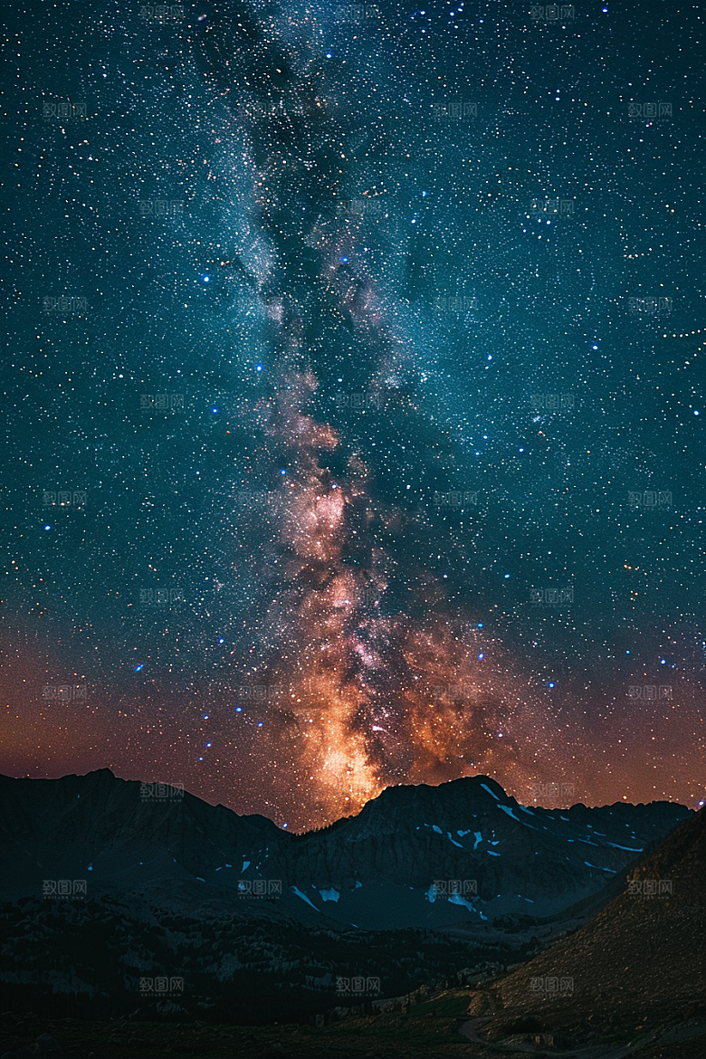 灿烂星空夜晚浪漫素材