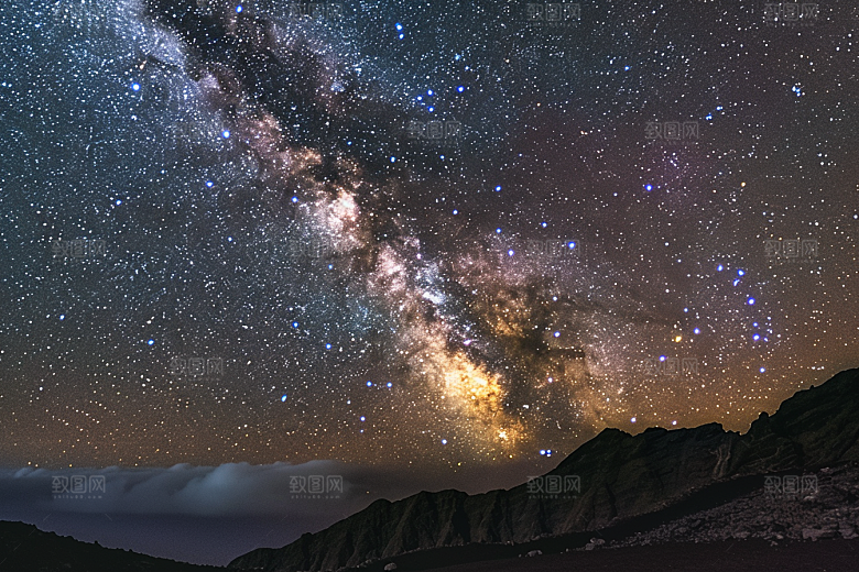 灿烂星空夜景天空素材
