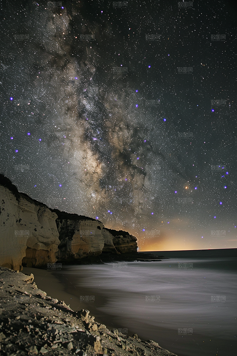 灿烂星空梦幻夜景素材