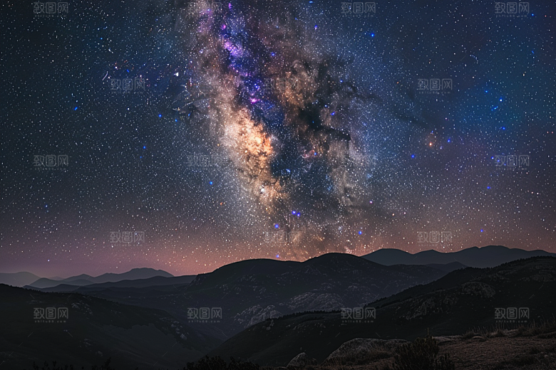 灿烂星空唯美夜晚素材