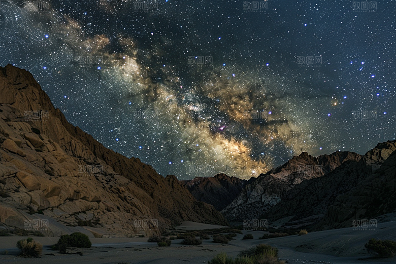 灿烂星空太阳系夜景素材