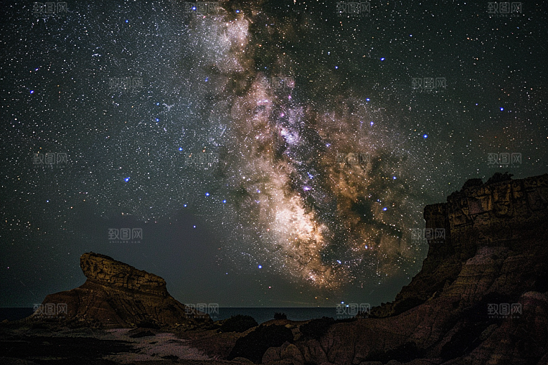 灿烂星空夜景星辰素材