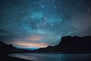 灿烂星空太阳系银河素材