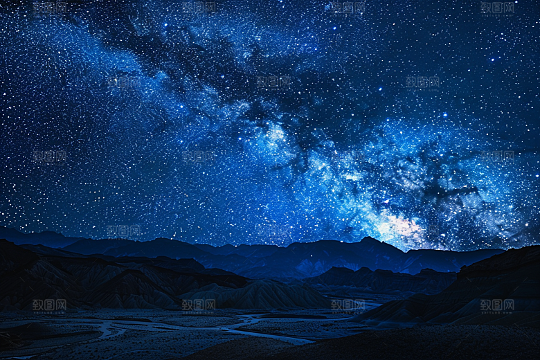 灿烂星空太阳系夜景素材