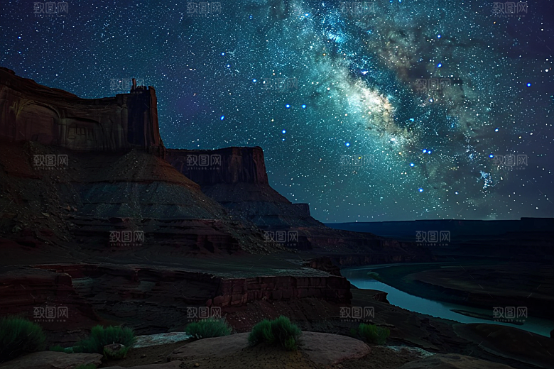 灿烂星空夜景夜晚素材
