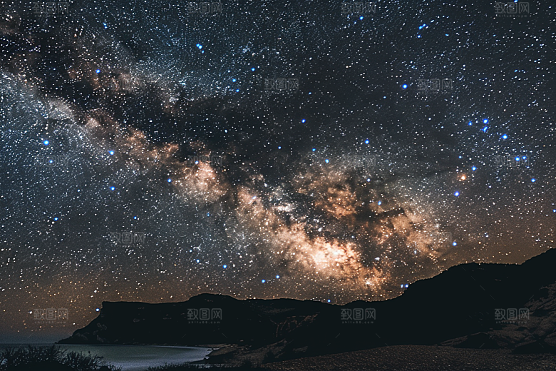 灿烂星空夜晚太阳系素材