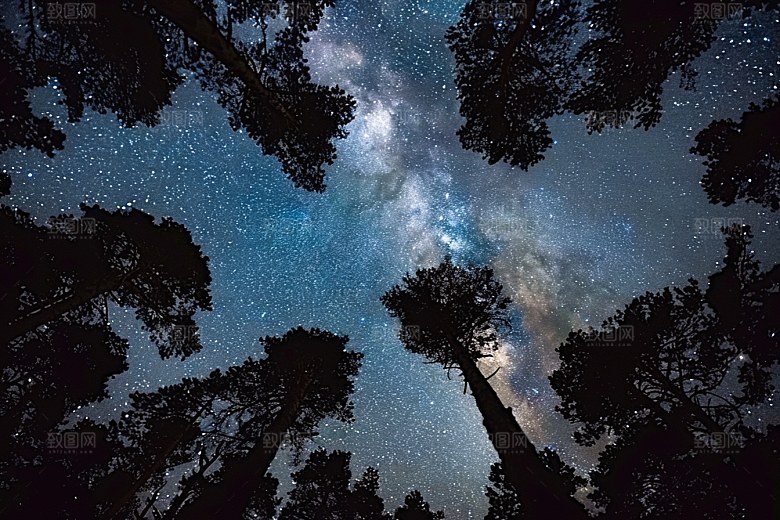 灿烂星空夜景夜晚素材