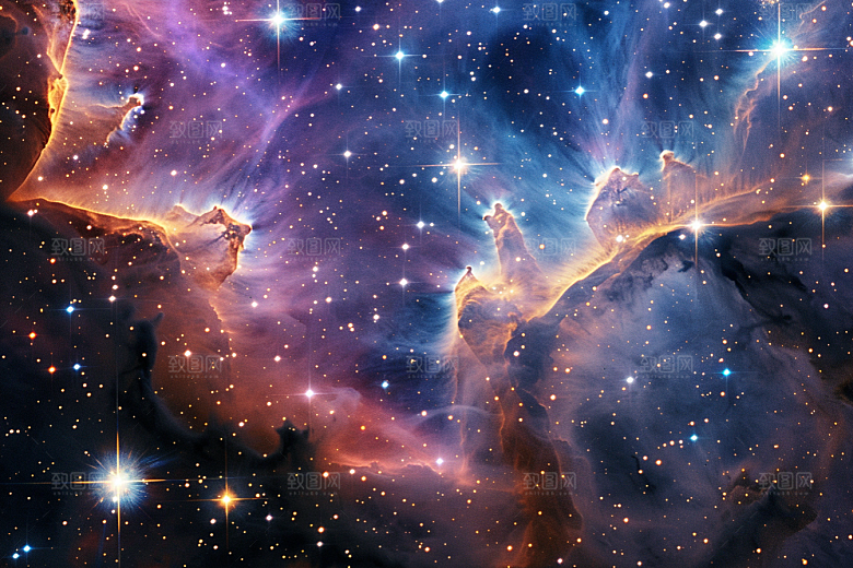 灿烂星空梦幻夜晚素材