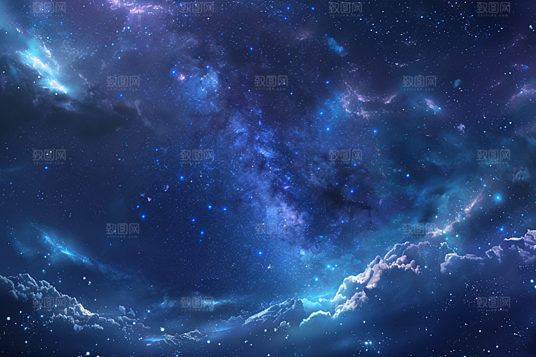 灿烂星空夜景宇宙素材