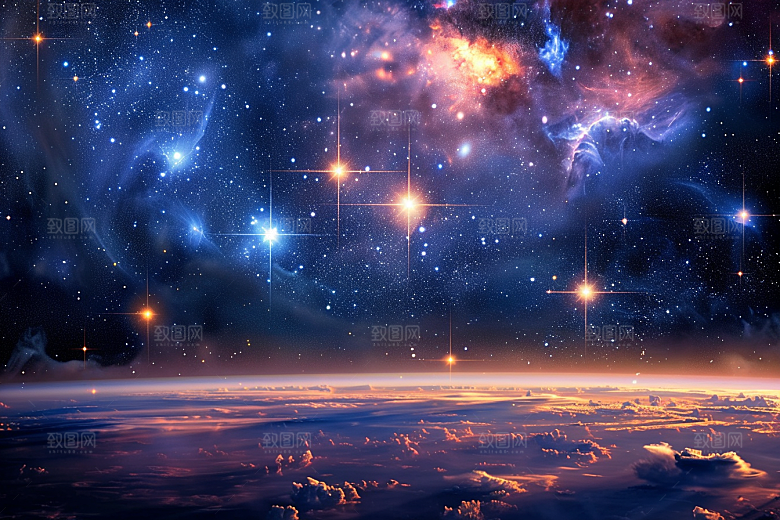 灿烂星空夜景唯美素材