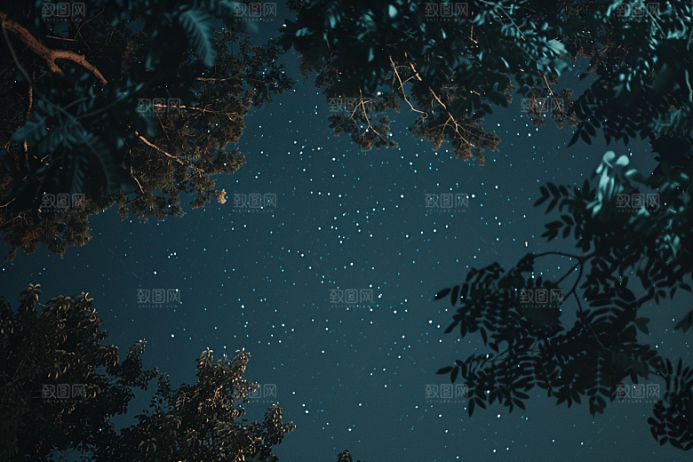 灿烂星空夜景唯美素材