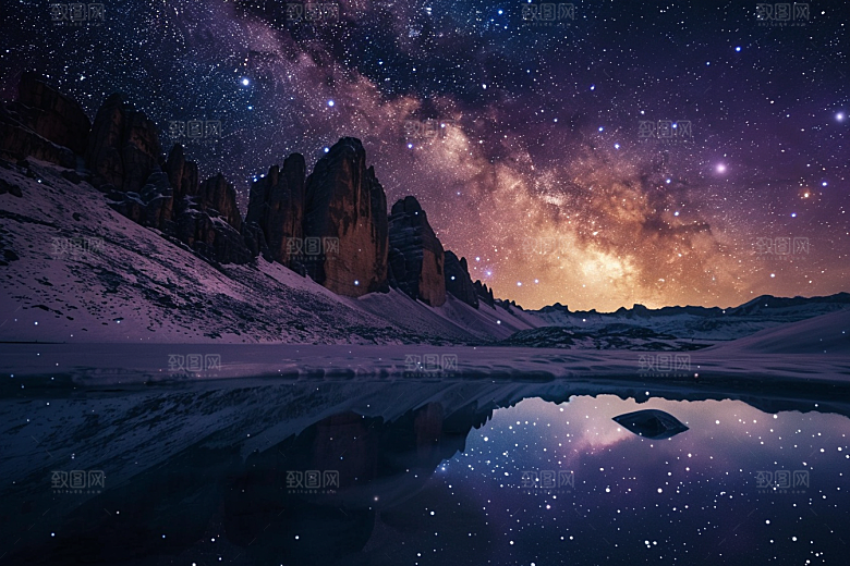 灿烂星空梦幻夜晚素材